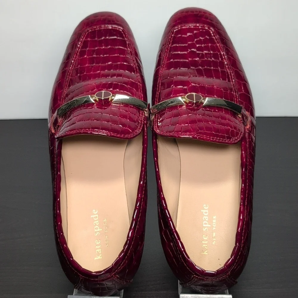 Kate Spade New York Lana Croc-embossed red loafers woman's size 7.5 - Picture 4 of 16